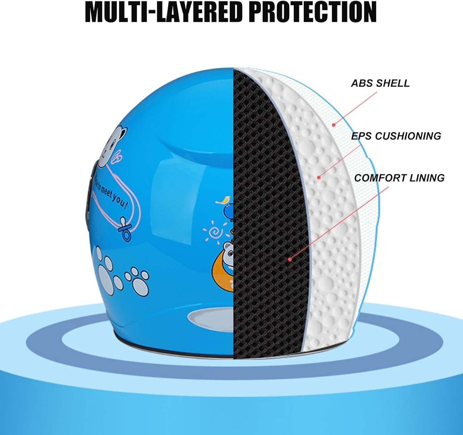 Casco Moto Aperto per Bambini, Casco Scooter omologato ECE con Visiera, Casco Scooter per Ragazzi e Ragazze dai 3 ai 12 Anni B,57-60CM H,57-60CM