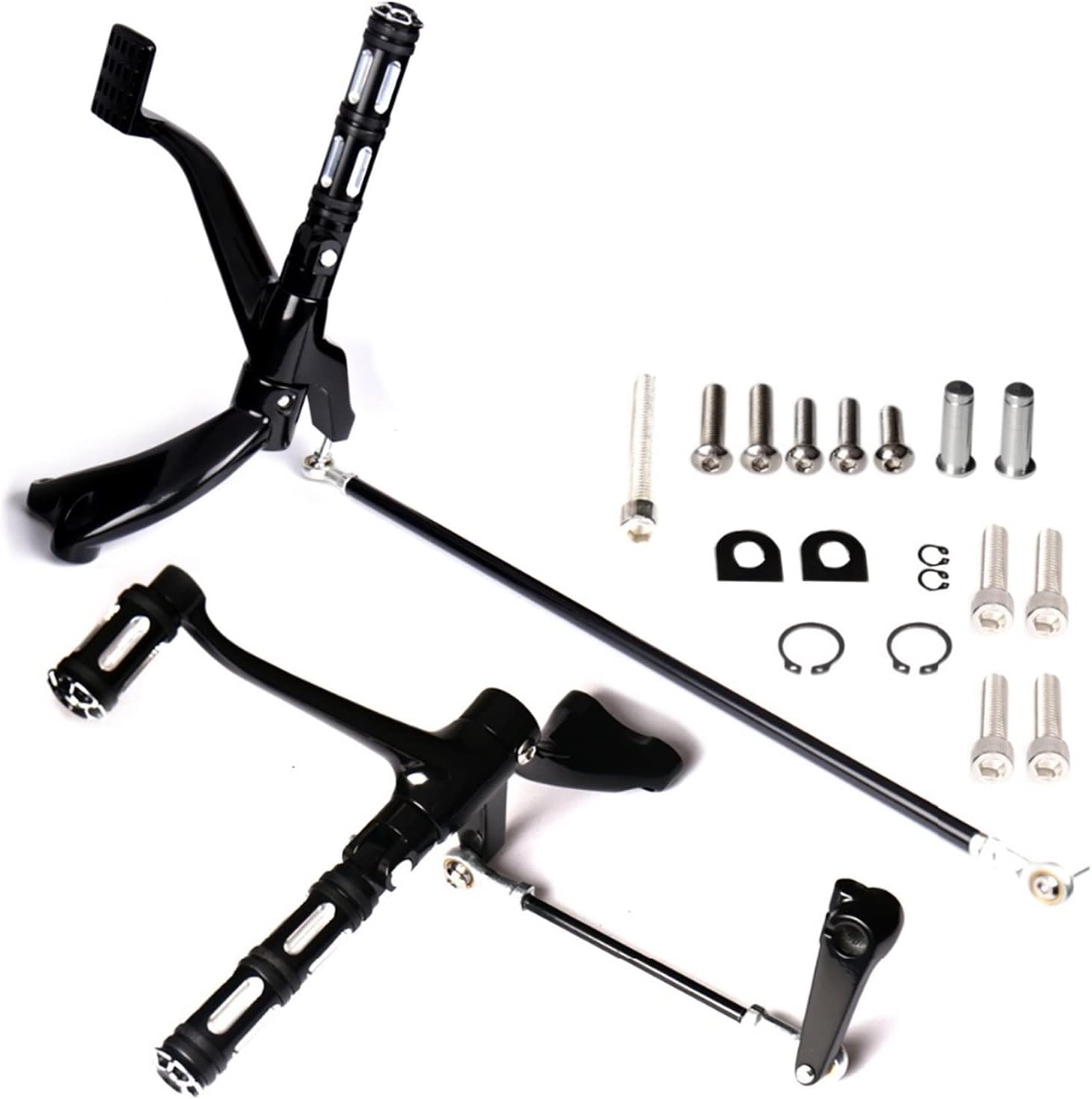 Black Forward Controls Pegs Levers Linkages Compatible with Harley Sporster XL 883 1200 04-11 12 13 Models