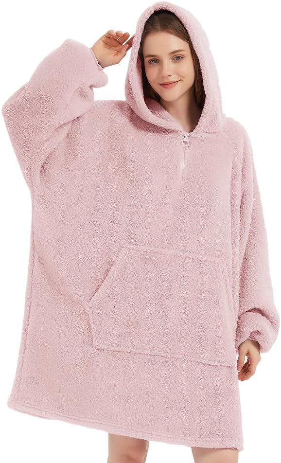 Wearable Blanket Hoodie, Oversized Hoodie Blanket with Sleeves Pocket, Cozy Sweatshirt Blanket Gifts for Adult Kids
