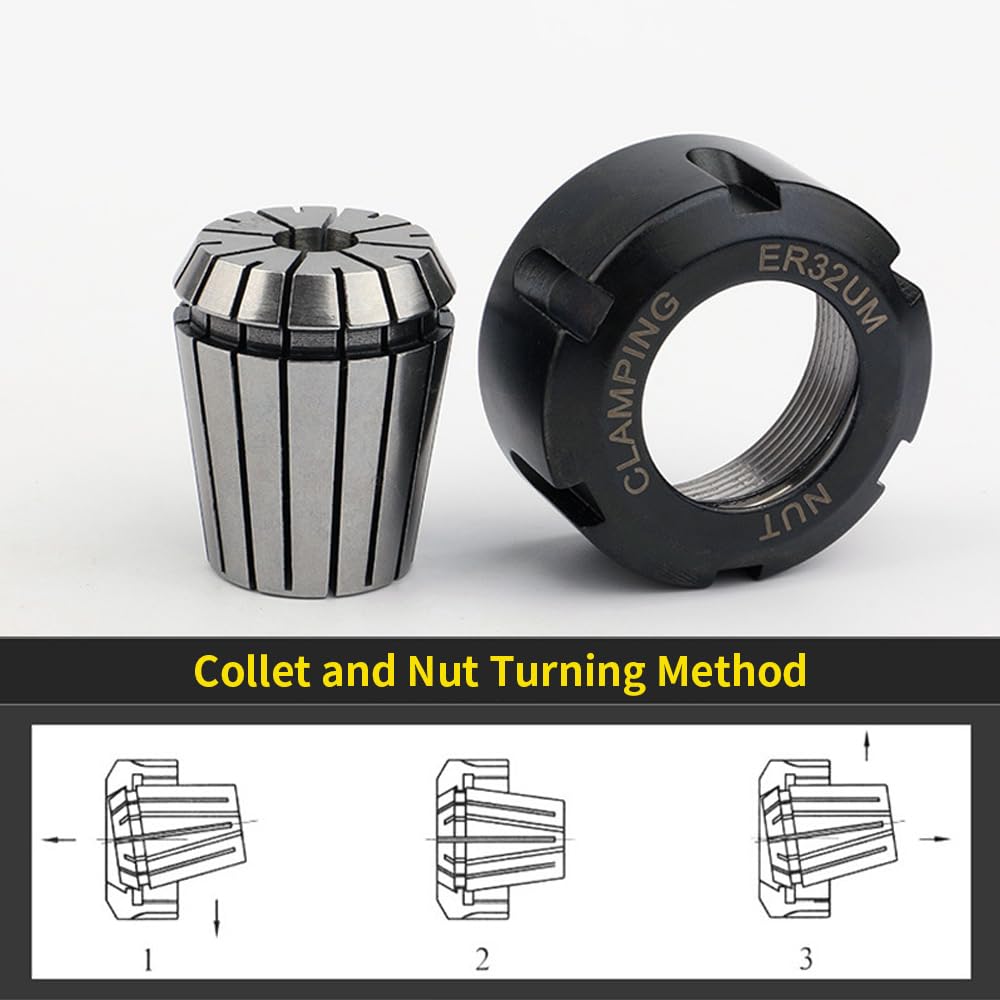 Pinces à ressort de précision BORDSTRACT Er32,diamètre 1/2",précision 0,008 mm,accessoires CNC essentiels pour la gravure,le tournage,les routeurs et fraiseuses CNC (ER32-1/2" mm)