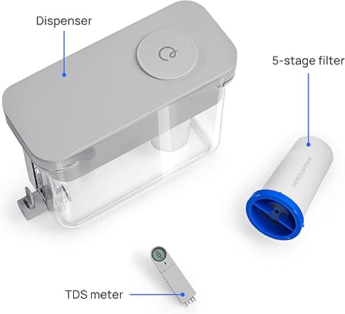 Miniatura 9 de Culligan Dispensador de filtro de agua de 32 tazas con tecnología ZeroWater - Incluye filtro de agua avanzado de 5 etapas, certificado para reducir