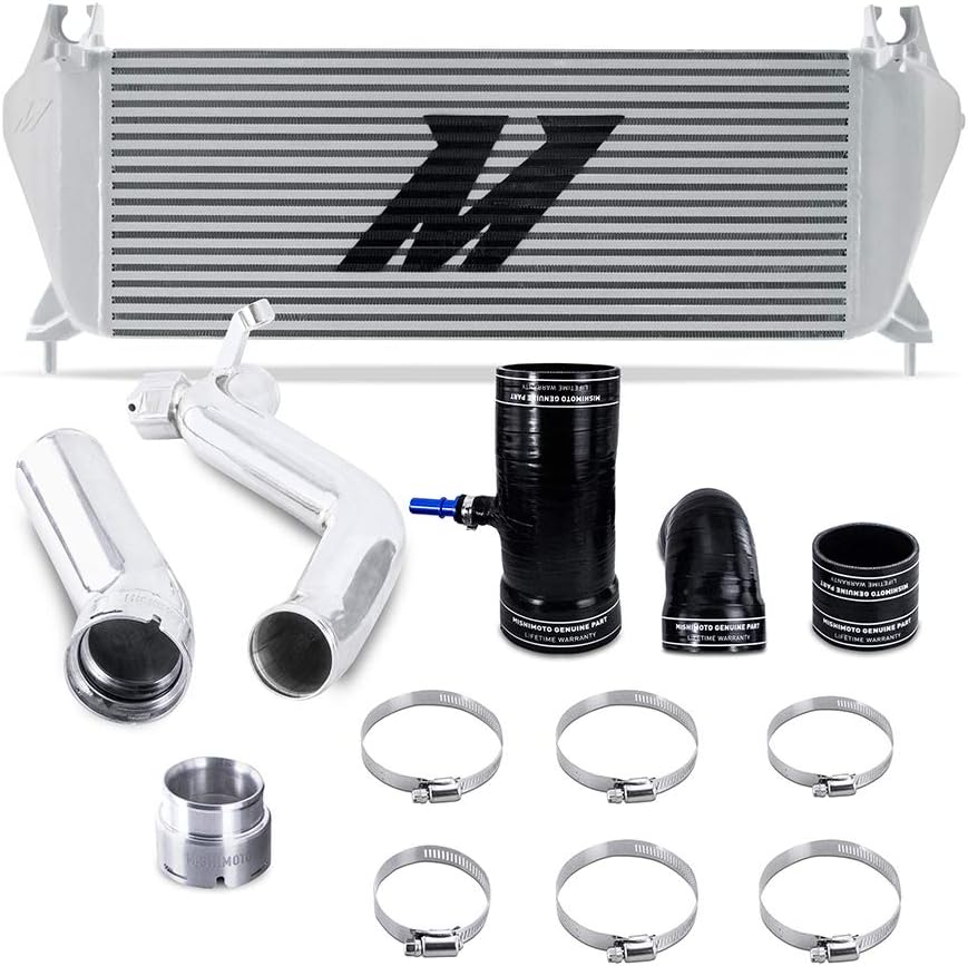 Mishimoto MMINT-RGR-19KSLP Performance Intercooler Kit, Compatible With Ford Ranger 2.3L EcoBoost 2019+, Silver Intercooler, Polished Pipes