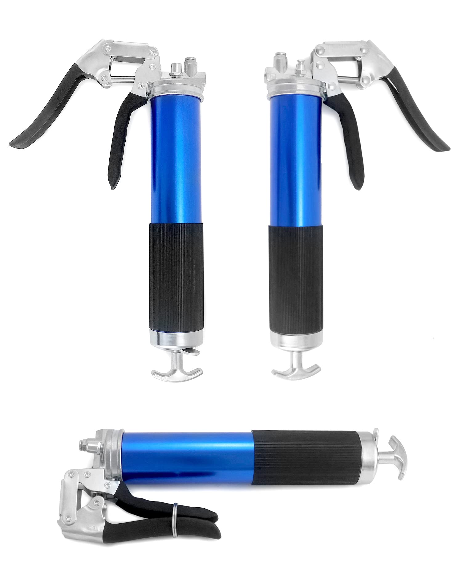 QWORK® Pistola Ingrassatore, 6000 PSI-7000 PSI, 400CC, con Tubo Flessibile, prolunga Rigida e ugello, Blu