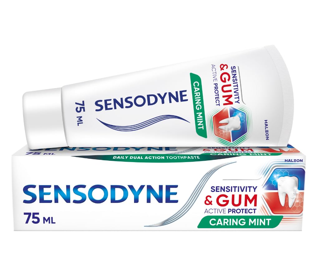 Sensodyne Sensitivity & Gum Caring Mint 75ml, Mint-Flavored Toothpaste for Sensitive Teeth and Bleeding Gums (Pack of 4)