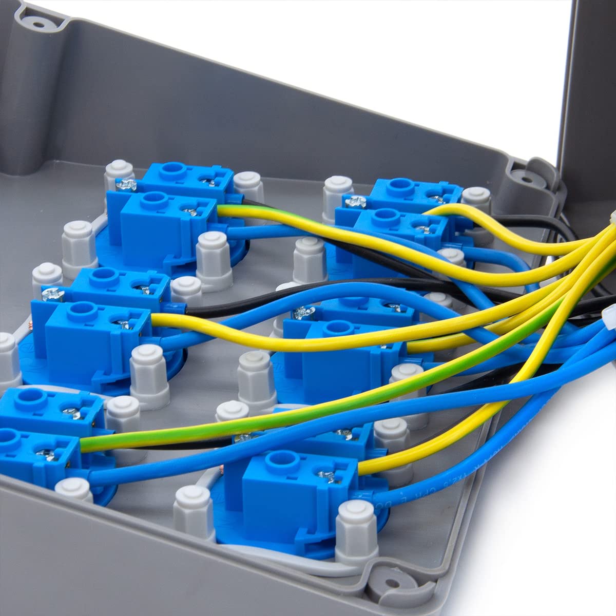 ELS Elektrotechnika Quadro elettrico a parete 230V 16A con 6 x presa Schuko, distributore di corrente per cantieri 11-polig, scatole di distribuzione 1 x protezione FI 40A - 30mA, distributore di