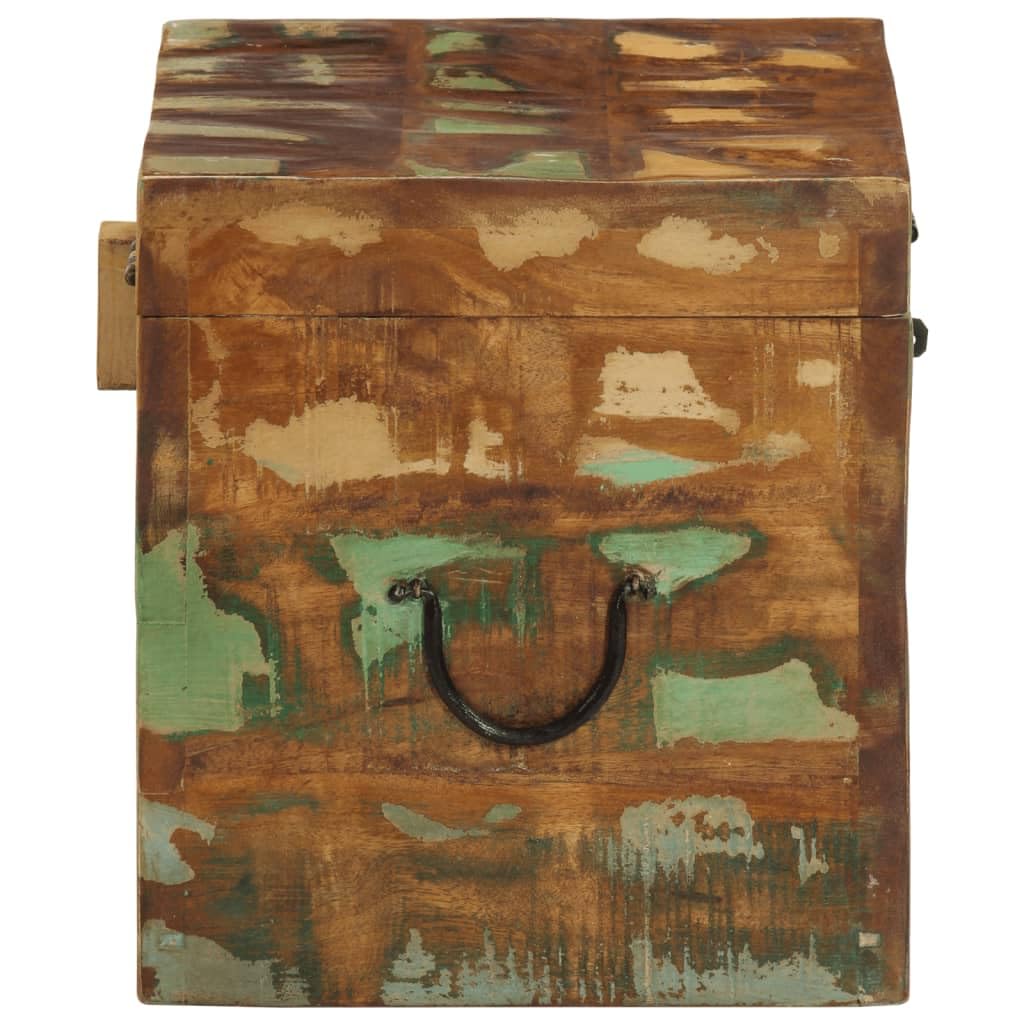 Baúl de madera reciclada, estilo antiguo, sólido, resistente y duradero, almacenamiento para el hogar, hecho a mano con carácter vintage, grano único y agujeros para clavos