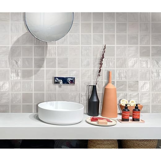 4" x 4" White Ceramic Tile for Kitchen, Bathroom or Wall Panel (5.28 Sq ft- Box of 50 Tiles)