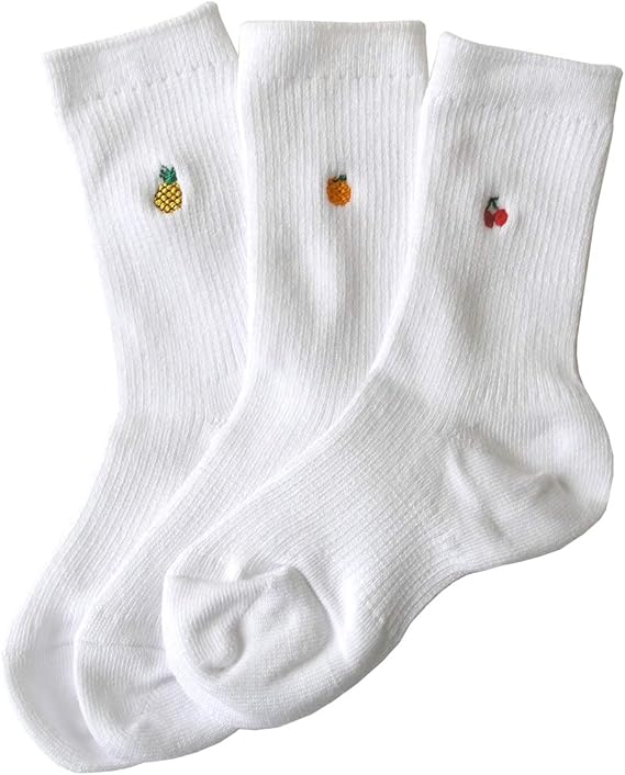 Amazon キッズワンポイント刺繍ソックス 13 15cm 3足組 子供用 幼稚園靴下 小学校 スクール 刺繍 日本製 国産 男の子 女の子 オリジナル 入学式 入園式 卒業式 卒園式 小さいサイズ くだものセット 靴下 通販