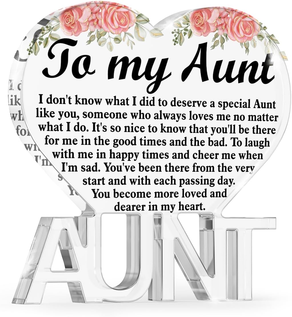 Clear Acrylic Decorative Sign for Aunt - Christmas & Birthday Gift from Niece
