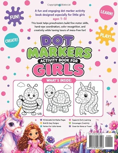 Dot Markers Activity Book for Girls: 50 Big Dot Coloring Pages with Animals, Fructs, Princess, Fairy & Ballerina Designs for Toddlers Ages 1–5 | Perfect Gift for Preschoolers 2-5 - Image 2