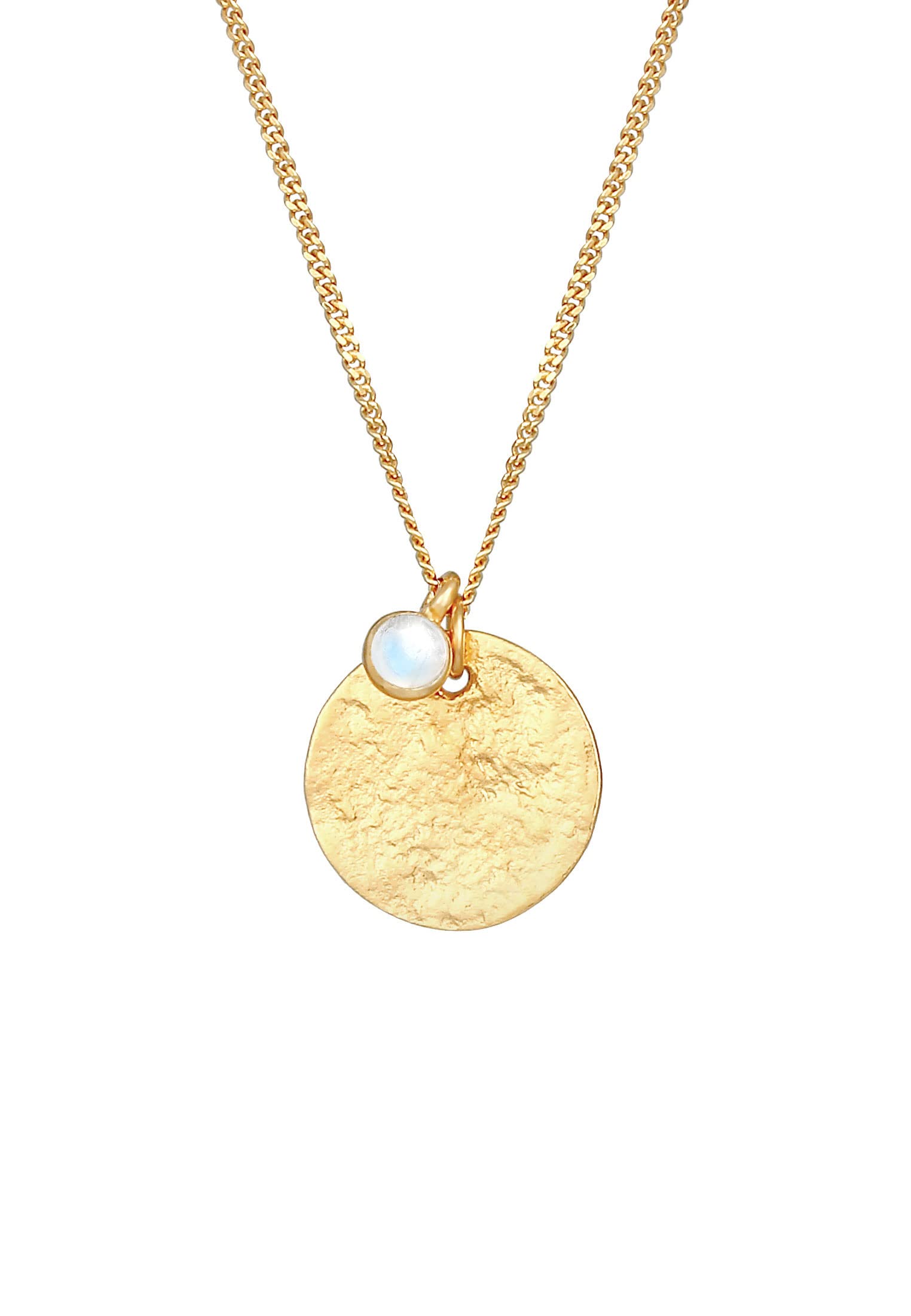 Elli Halskette Damen Plättchen Anhänger Vintage Organic mit Mondstein