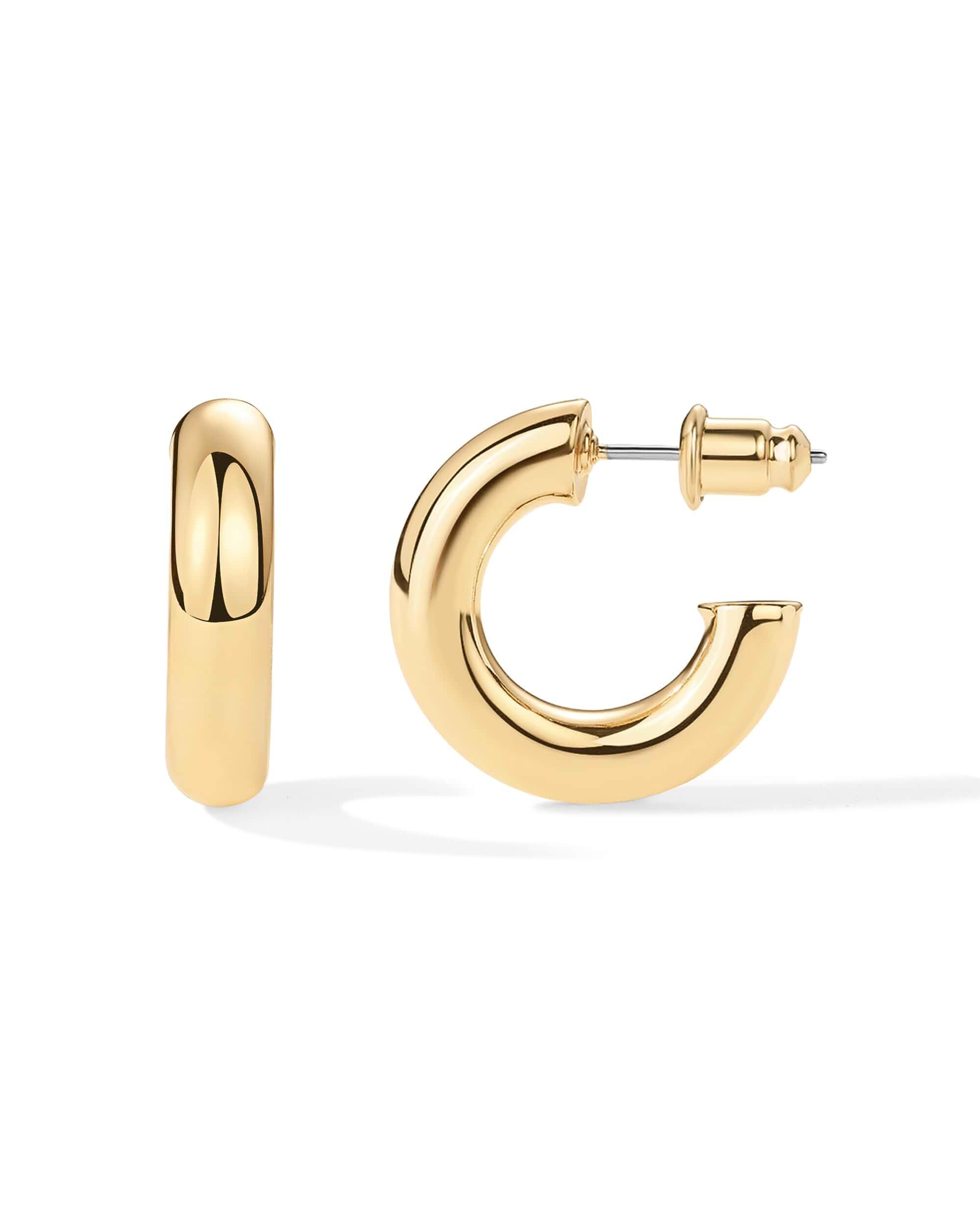 PAVOI Chunky Gold Hoop Earrings for Women, Lightweight 14K Gold Plated Gold Hoops, Gold Plated Earrings, Womens Earrings, 14K Gold Hoop Earrings