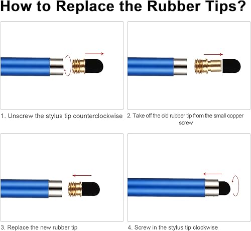 Miniatura 5 de Bolígrafos capacitivos para pantallas táctiles, lápiz capacitivo de alta sensibilidad 2 en 1 con 8 puntas reemplazables para iPad, iPhone, tabletas,