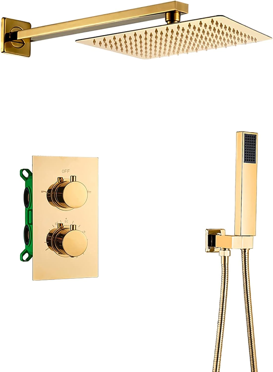 Gold Shower System Thermostatic Shower Faucet Set Concealed Shower