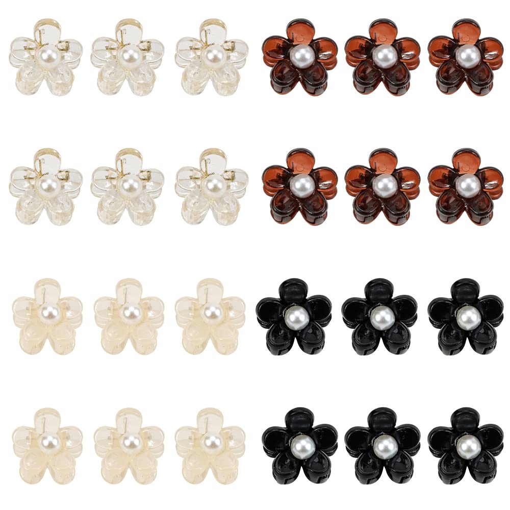 ATODEN Mini Hair Clips Small Flower Claw Clips 24Pcs 0.6
