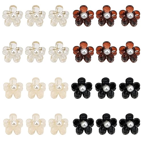 Mini pinzas para el cabello pequeñas, 24 pinzas pequeñas de perlas de 0.6 pulgadas para cabello fino, pinzas para el cabello para niños pequeños,