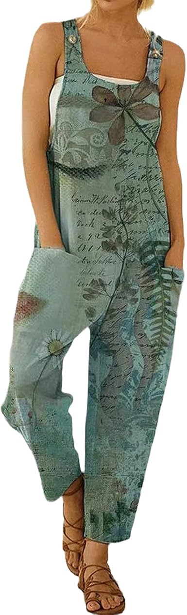 Amazon.com: Monos de flores elegantes ocasionales para mujer verano sin  mangas babero mono pierna ancha largo pantalón : Ropa, Zapatos y Joyería