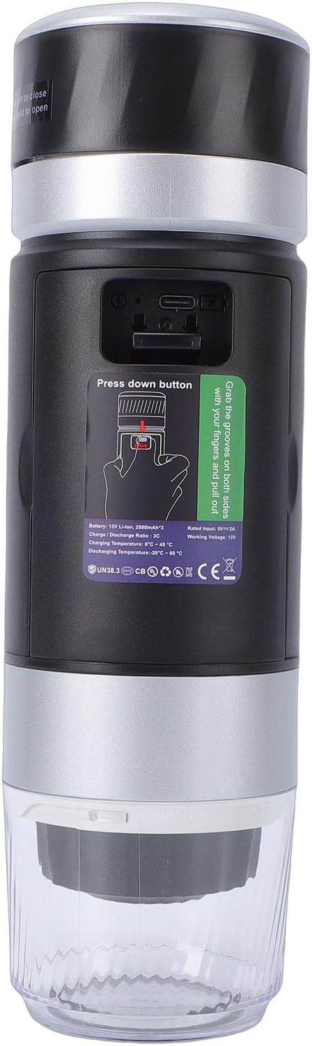 Cafetera Portátil 20 Bar, Compatible con Cápsulas y Molido, Ideal para Viajes miniatura 3