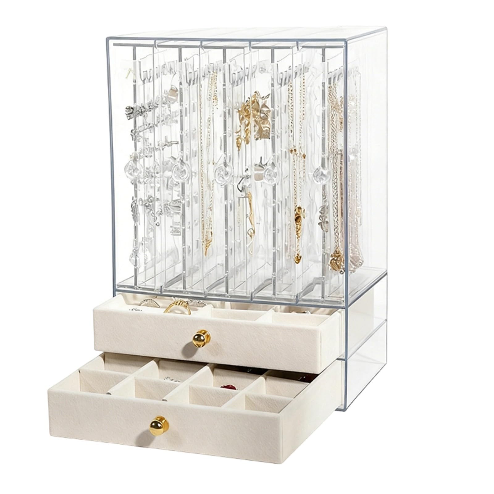 Piceioep 5 Layer Large Capacity Acrylic Jewelry Organiser Box for Accessories Storage Earring Storage