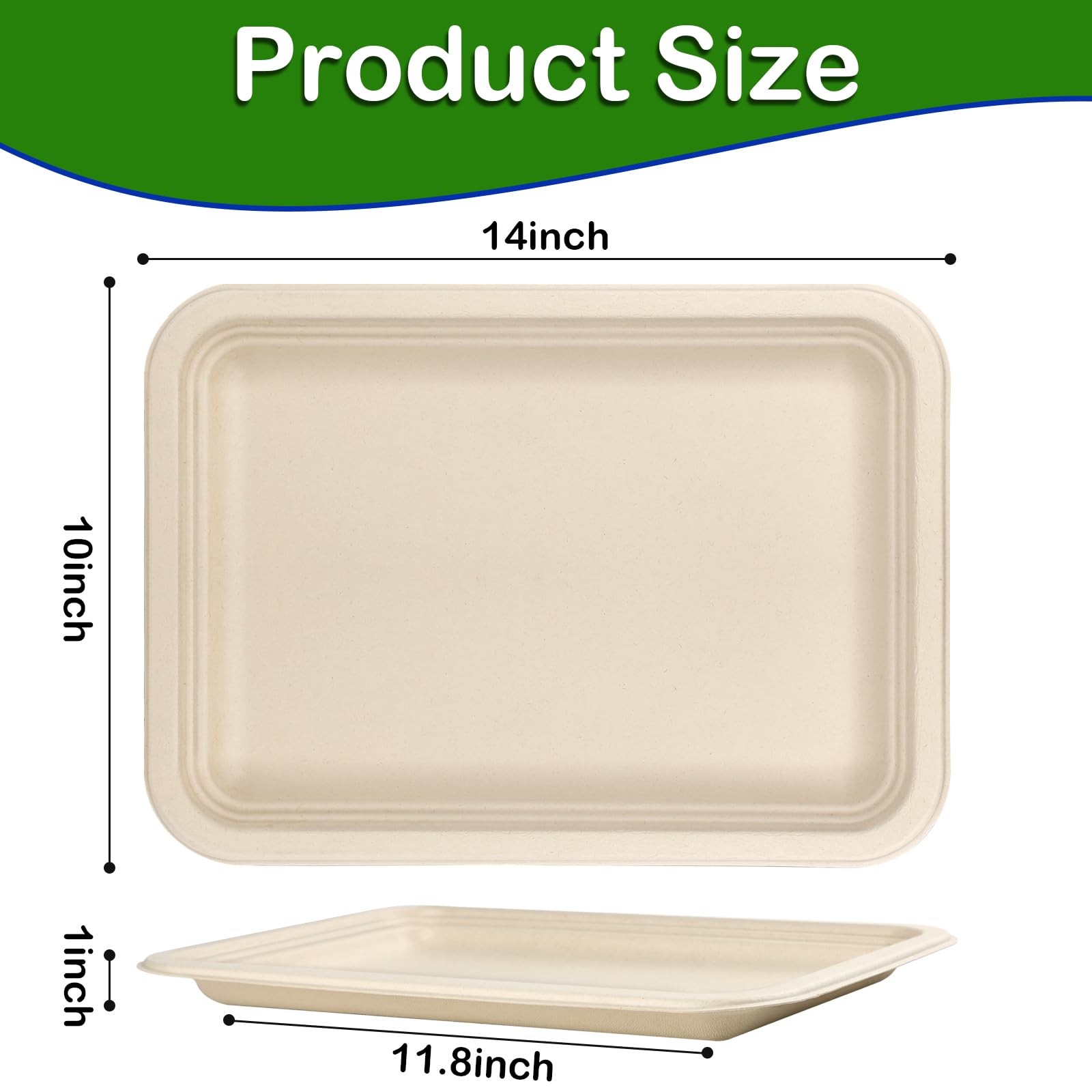 Piatti di carta grandi usa e getta, piatti di carta da 35,6 cm, resistenti, confezione da 100 piatti di carta marrone, piatti biodegradabili al 100%, piatti di carta robusti per feste