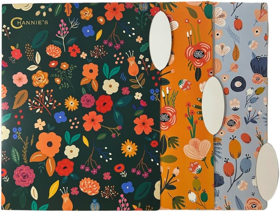 Channie’s Premium File Folders – 6-Pack Vibrant Bold Floral Design in Blue, Yellow & Green – 8.75” x 10.25” Decorative Office Folders for Stylish Organization