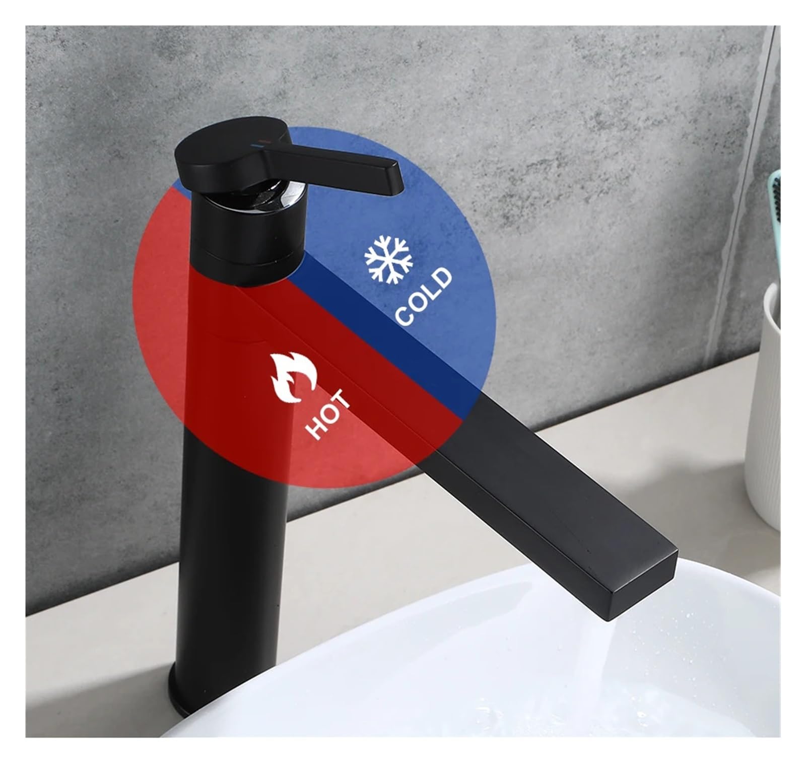 Baterie łazienkowe Bateria umywalkowa Wysoka bateria zlewozmywakowa Kran z ciepłą i zimną wodą 360° Mosiądz Czarny(Chrome Faucet)
