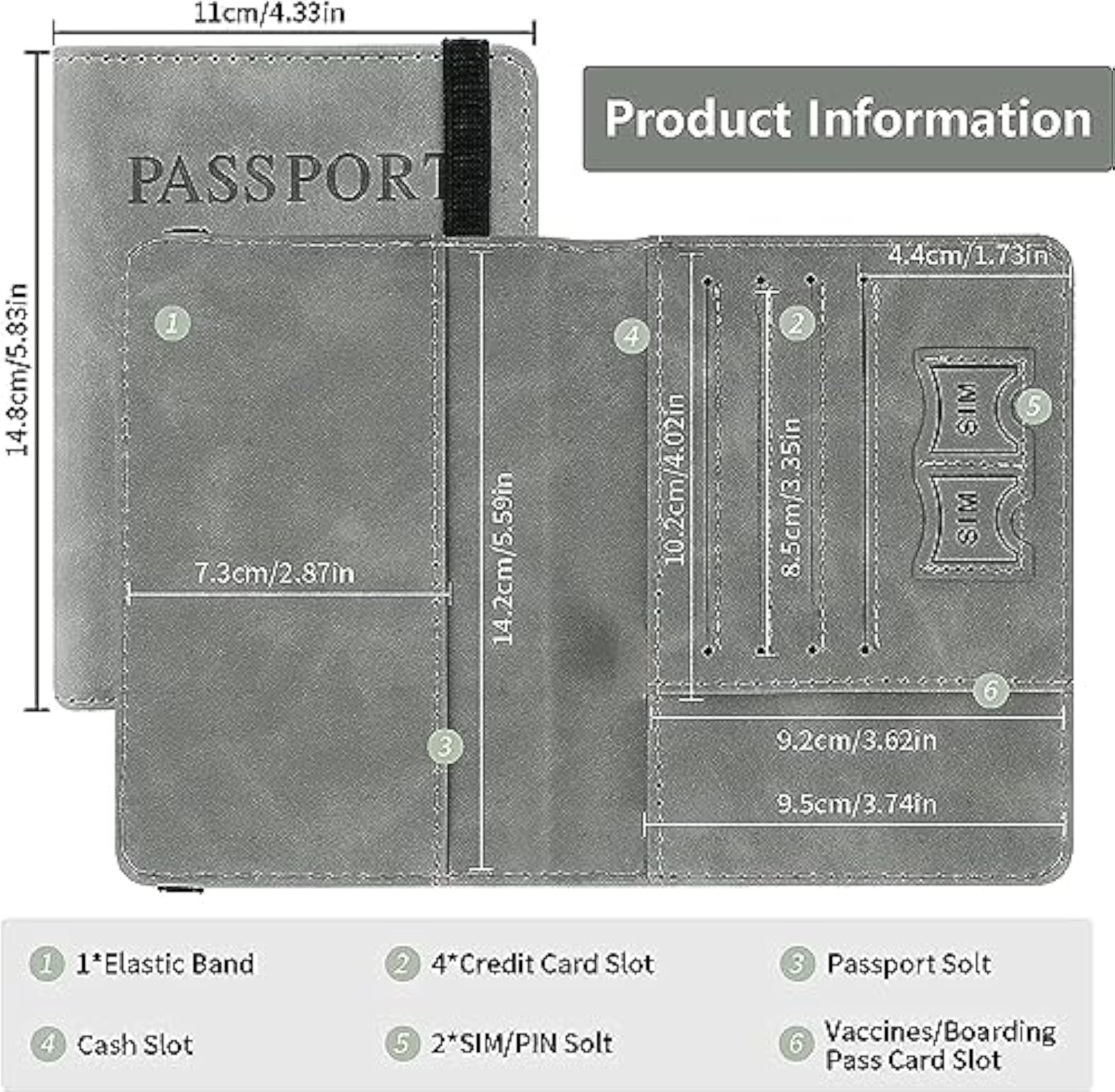 Passport Holder Cover Travel Wallet Organizer, Multicolor