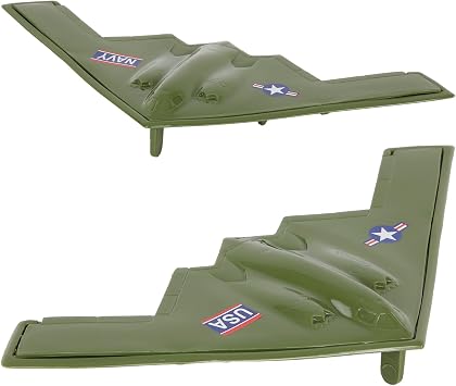TimMee Air Strike B-2 Stealth Bomber Jets - 2pc OD Green Plastic Army Men Planes