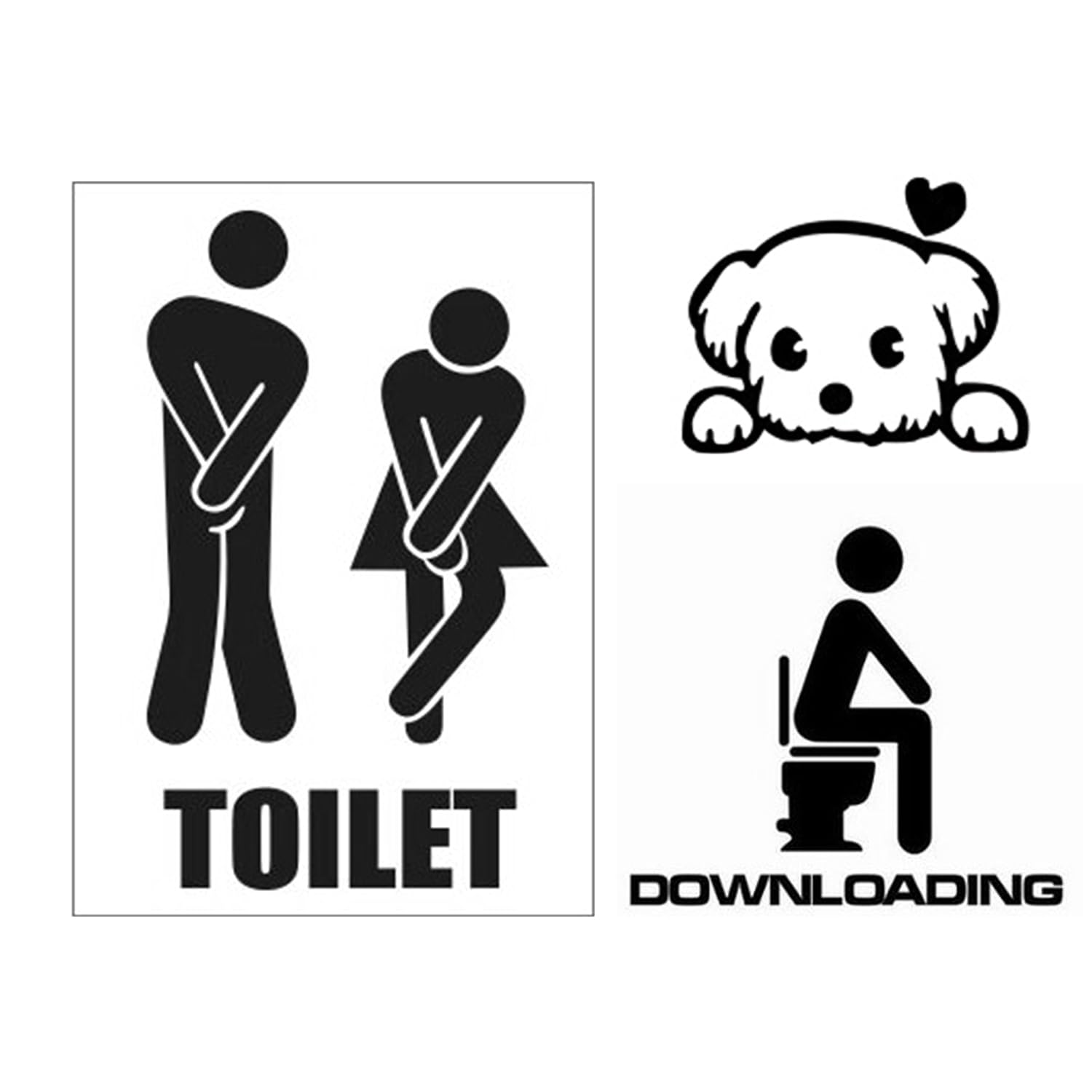 RNSKFG 3 Toilet Logos, Toilet Stickers, Creative And Interesting Wall Stickers, And Home Accessories.