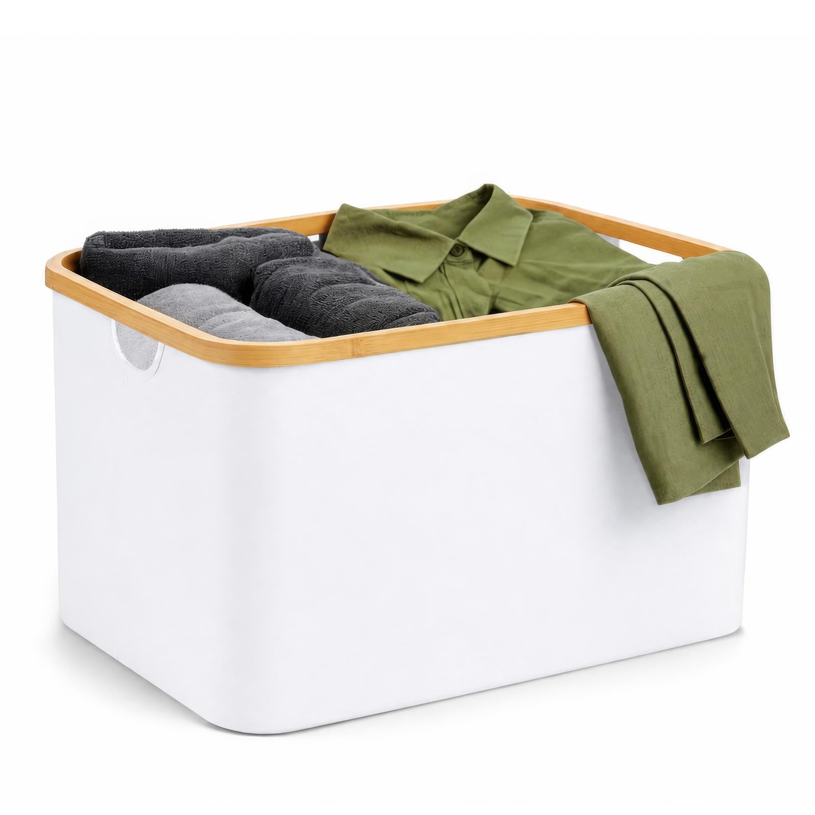 GREENSAPPIRE Foldable Laundry Basket 60L Collapsible Laundry (White)