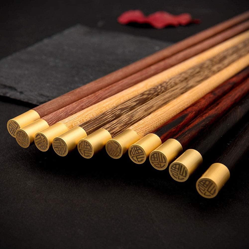 Palillos, Palillos Chinos Reutilizables Chopsticks Chinos en Madera Maciza de 5 Colores Caja de Regalo, una Persona, un palillo, una vajilla Creativa de 25 cm sin Laca y Cera, hogar