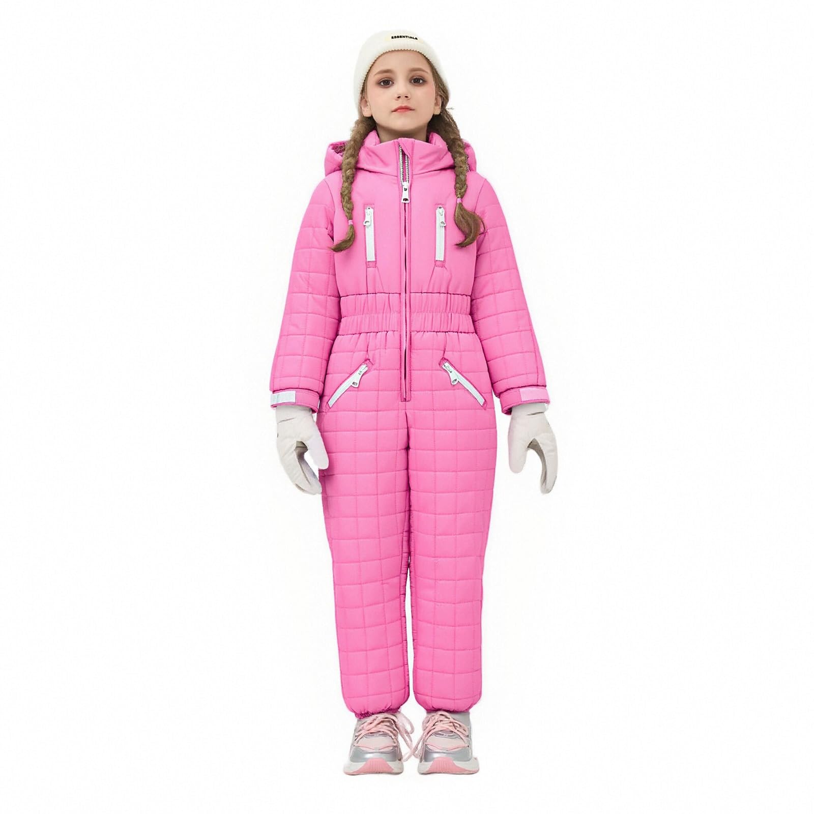 Tuta da neve classica monopezzo, con tasche per bambini, unisex, addensante, antivento, impermeabile, tuta da sci per bambini, con chiusura a strappo, calda per alpinismo