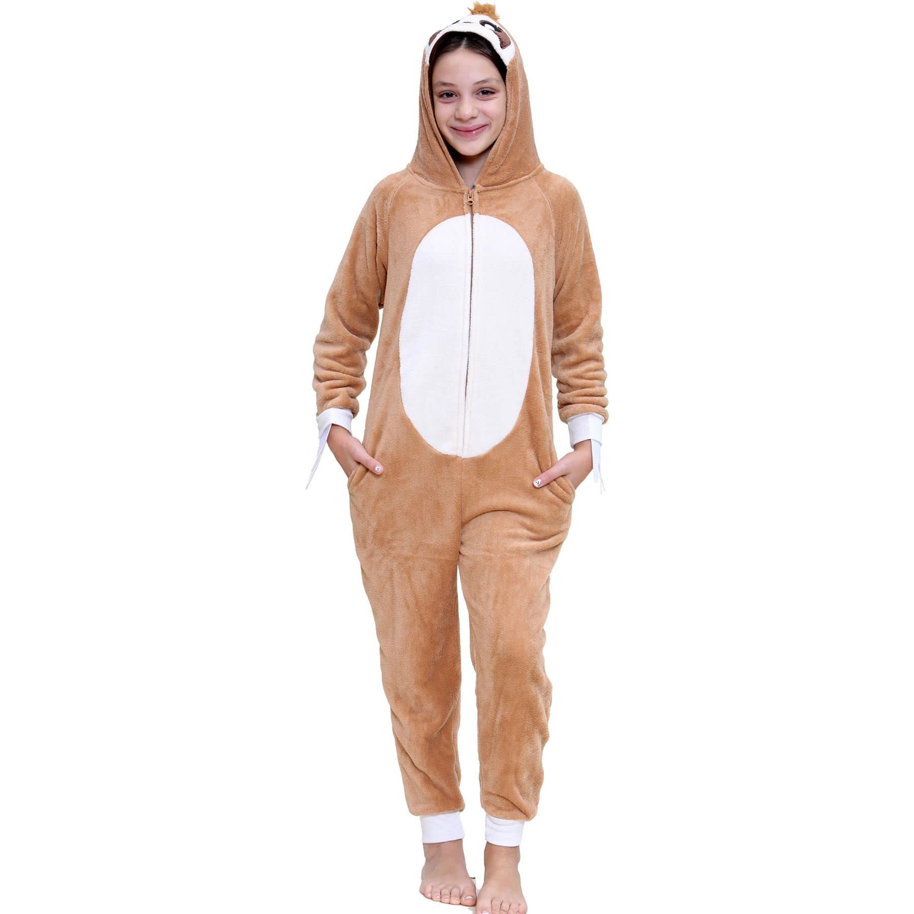 A2Z 4 Kids Animal Onesie for Kids Girls Boys Super Soft Costume Onesie - E.S Sloth 3-4