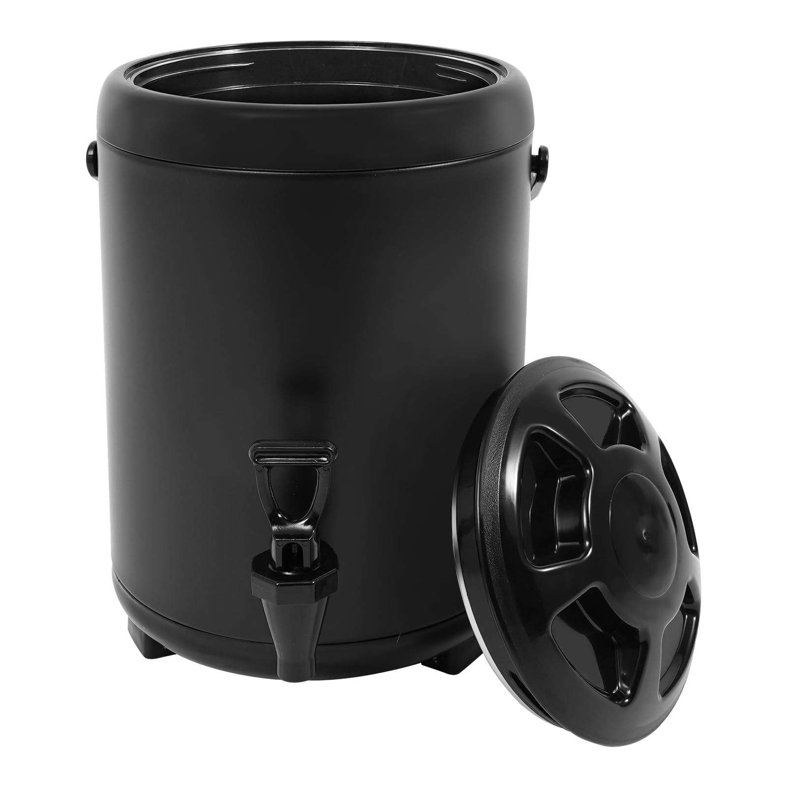 Contenitore termico con rubinetto, dispenser di bevande calde e fredde, 6 l, in acciaio inox, per caffè, latte freddo, acqua, succo (nero)