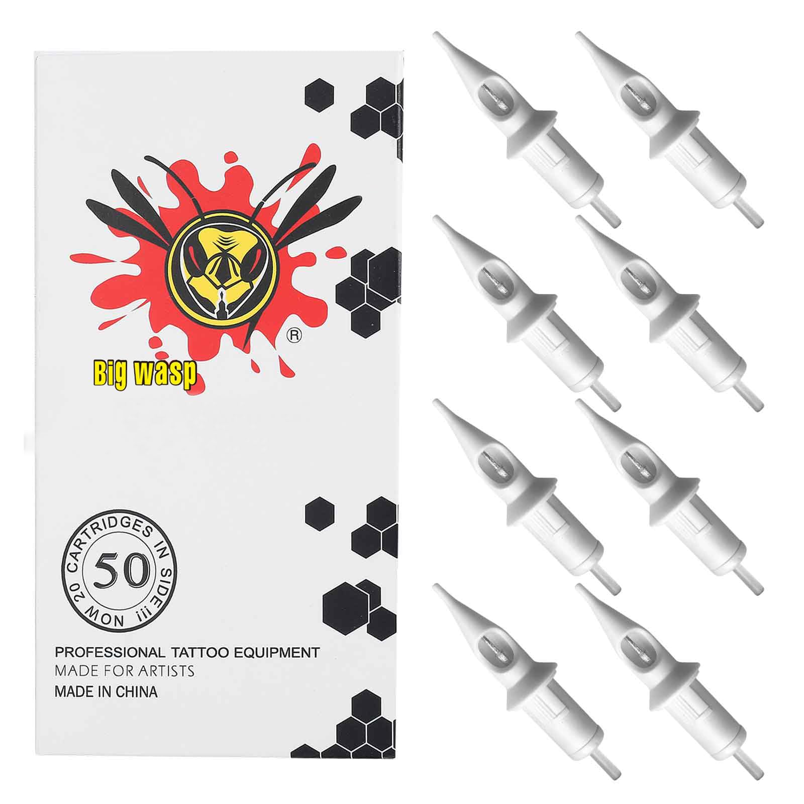 BIGWASP 50pcs Assorted Disposable Tattoo Needle Cartridges Round Liner Mixed 3RL 5RL 7RL 9RL 11RL (50pcs #10 Bugpin RL)