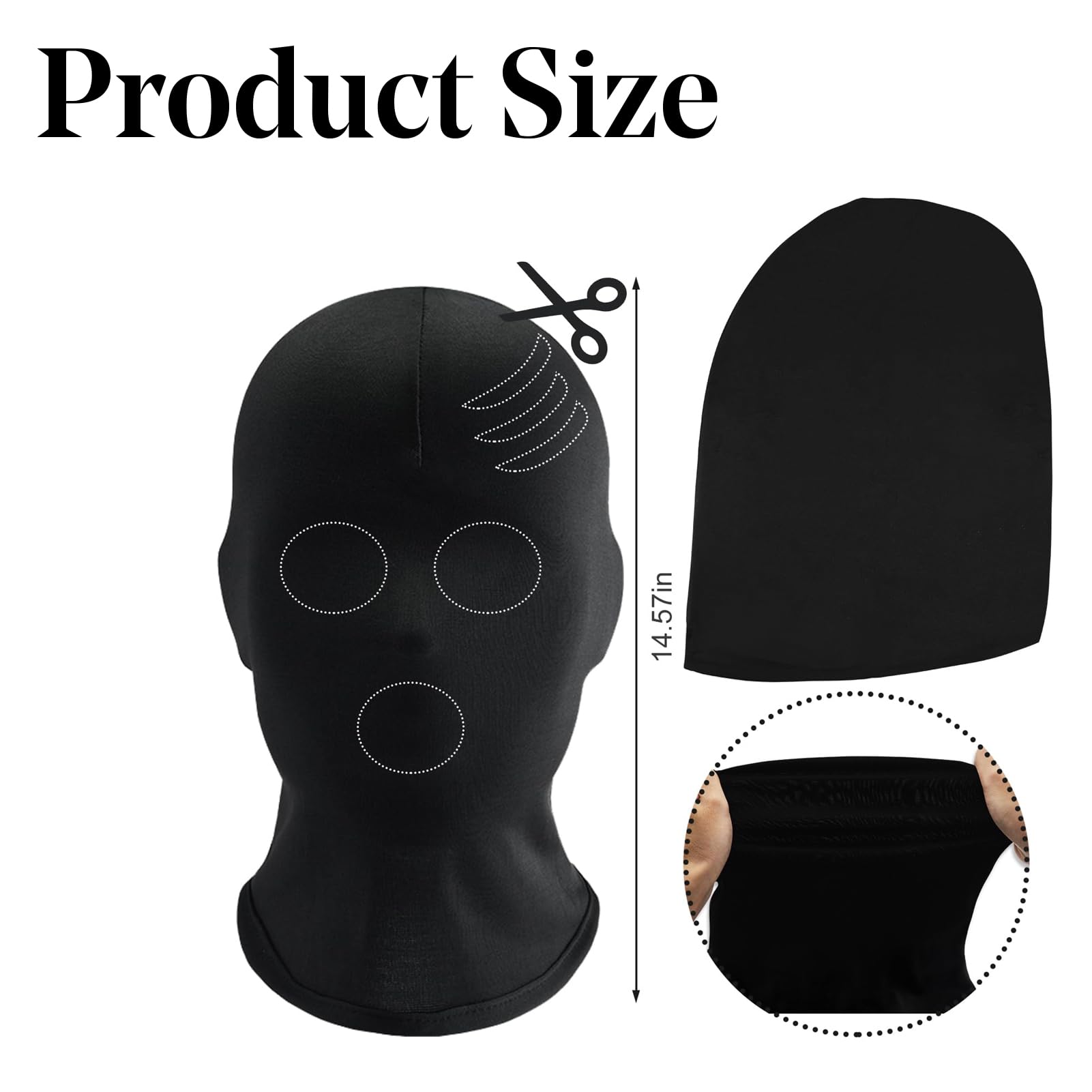 Black Full Face Mask Halloween Full Black Face Cover Spandex Zentai Hood Head Cover Mask Faceless Morph Mask for Halloween Party Costume Unisex Men Adult Women - Image 2