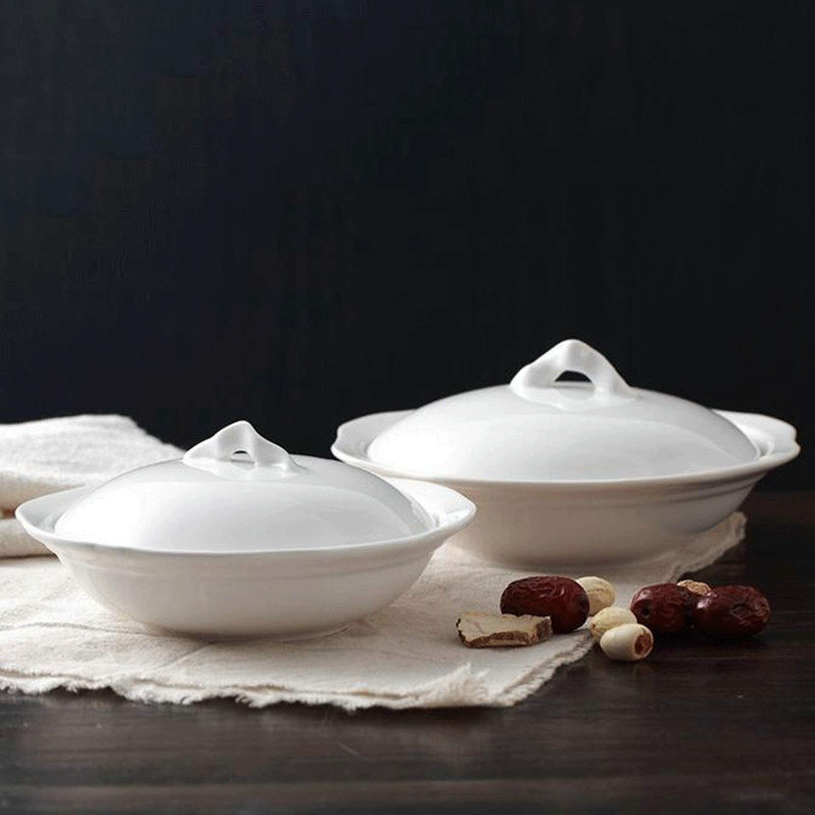 Beurrier Plat de beurre de céramique blanc, grand porte-beurre avec couvercle et poignée, peut être utilisé pour la poêle à beurre dans les restaurants de l'hôtel, Conteneur de beurre multifonctionnel