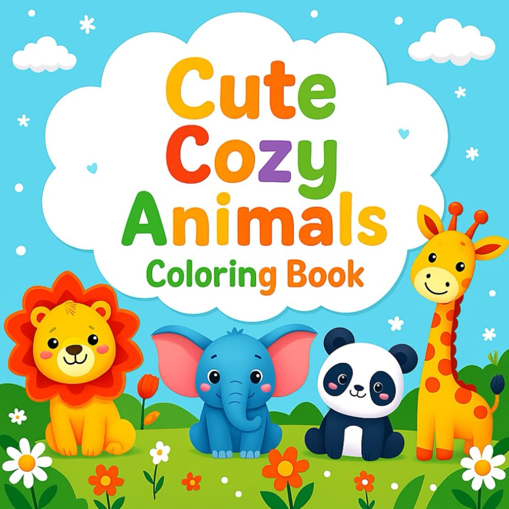Cute Cozy Animals Coloring Book: Adorable Simple Animal Coloring Pages for Kids