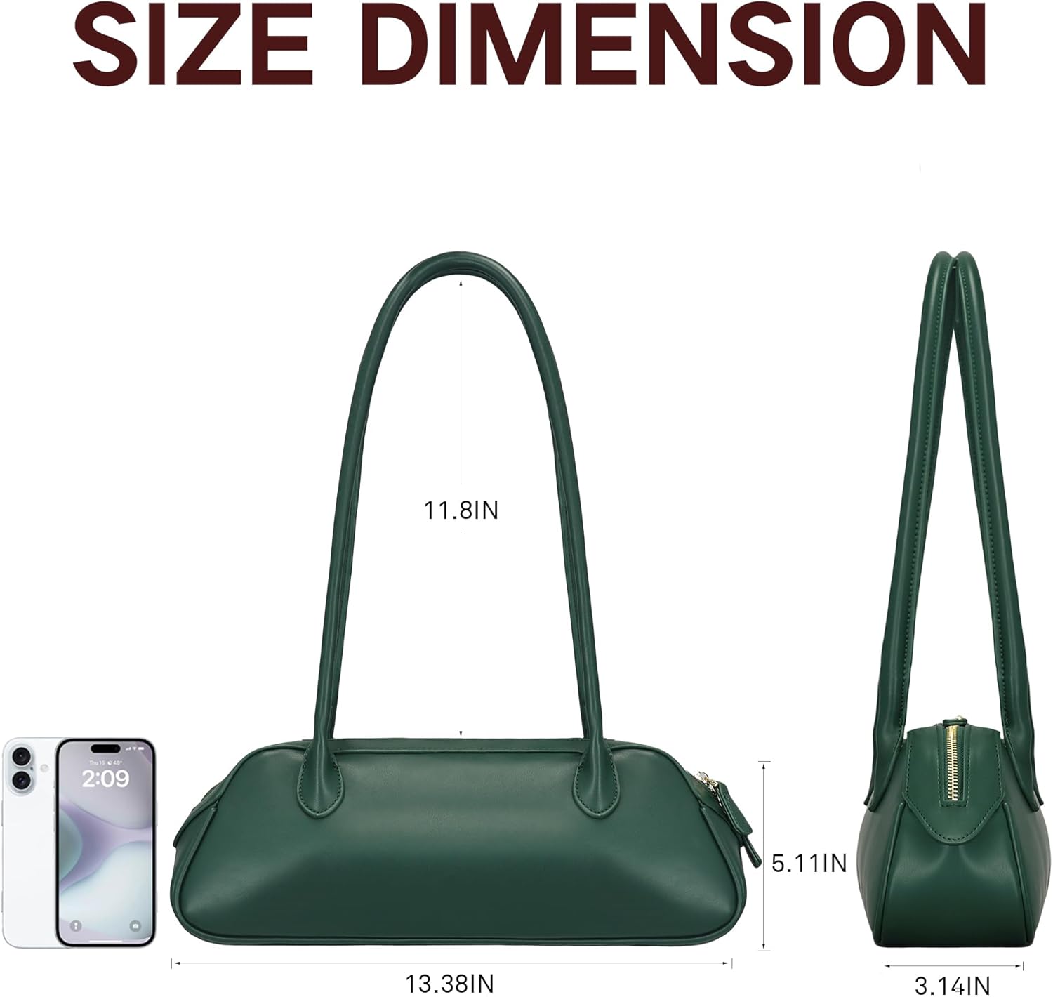 Swing Zip Shoulder Bag Small Purse for Women Vegan Leather Handbags - Image 3