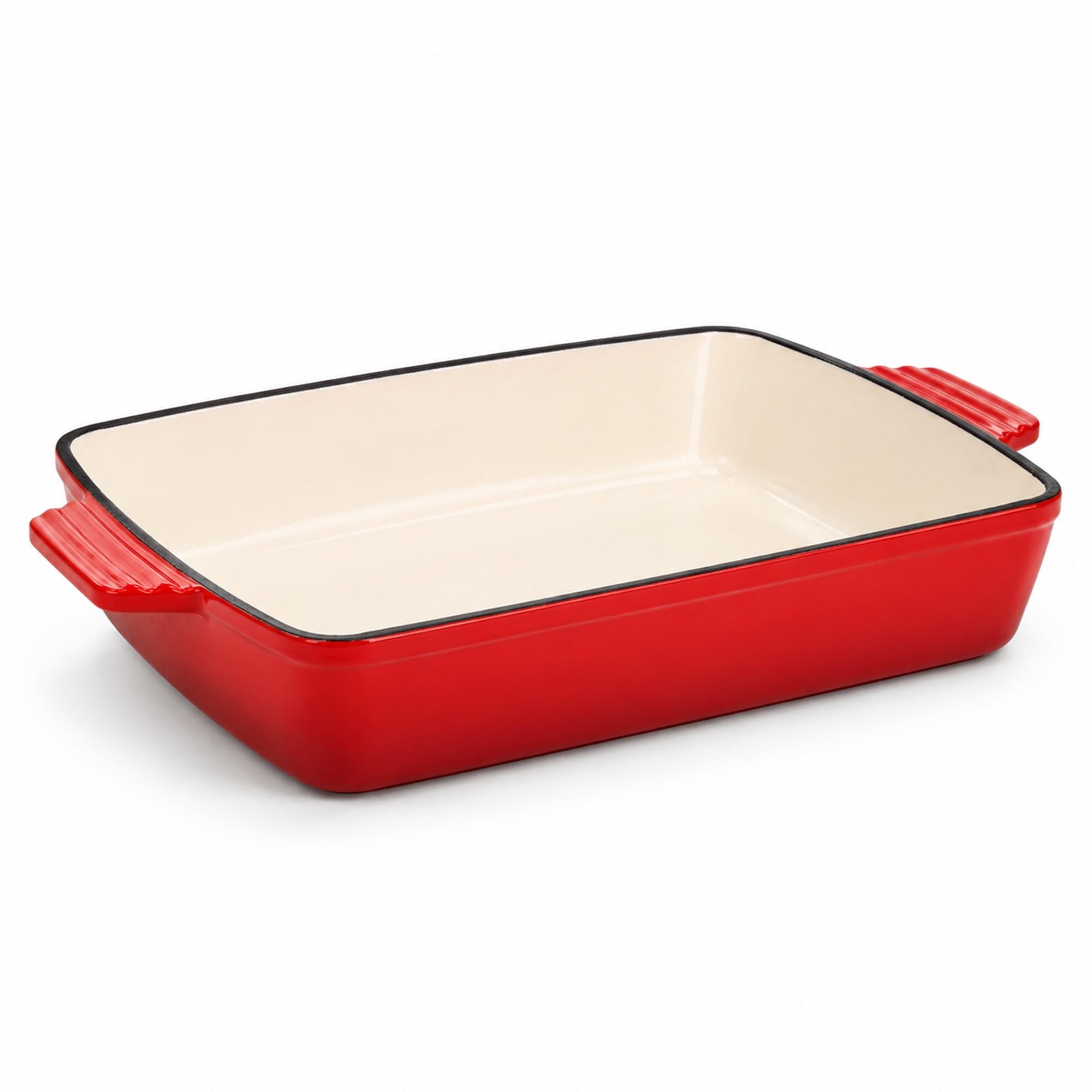 Oypla 39cm Cast Iron Red Enamel Roasting Pan Casserole Dish