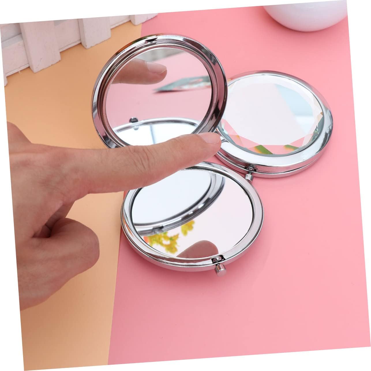 10pcs Travel Portable Compact Mirror Makeup Mirror Lights Double-Sided Cosmetic for Purse Small Vanity