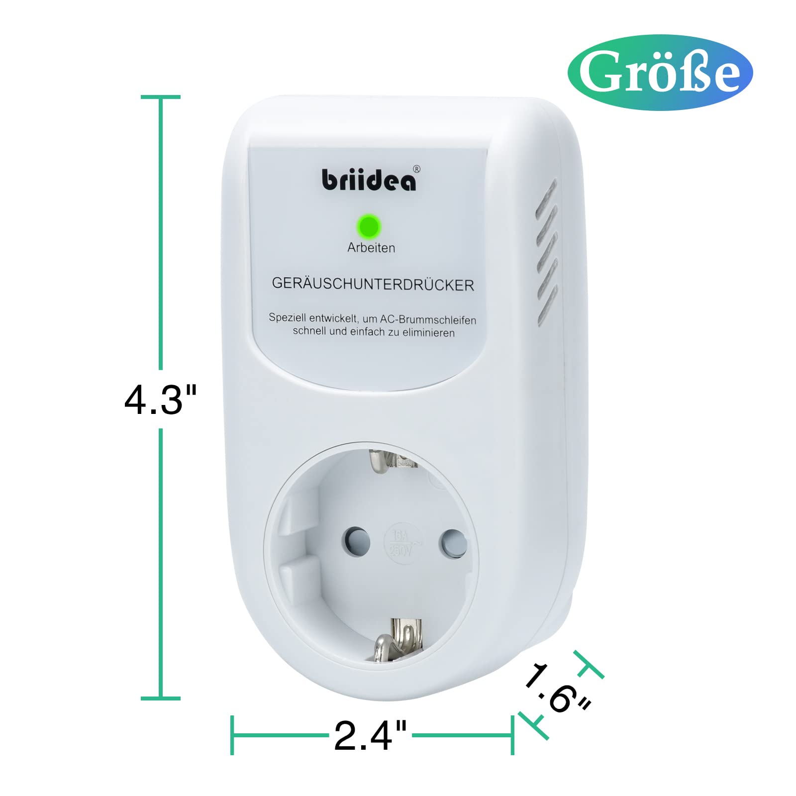 briidea Netzfilter-Zwischenstecker, Ground Loop Brummunterdrücker Plug-Style Wechselspannungsfilter, Weiß
