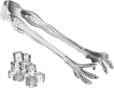 Eagle Claw Style Ice Tongs Bar Serving Tongs Cooking Tongs Stainless Steel Prevents Slipping for Pick up Sugar Ice Cubes Home Use silver