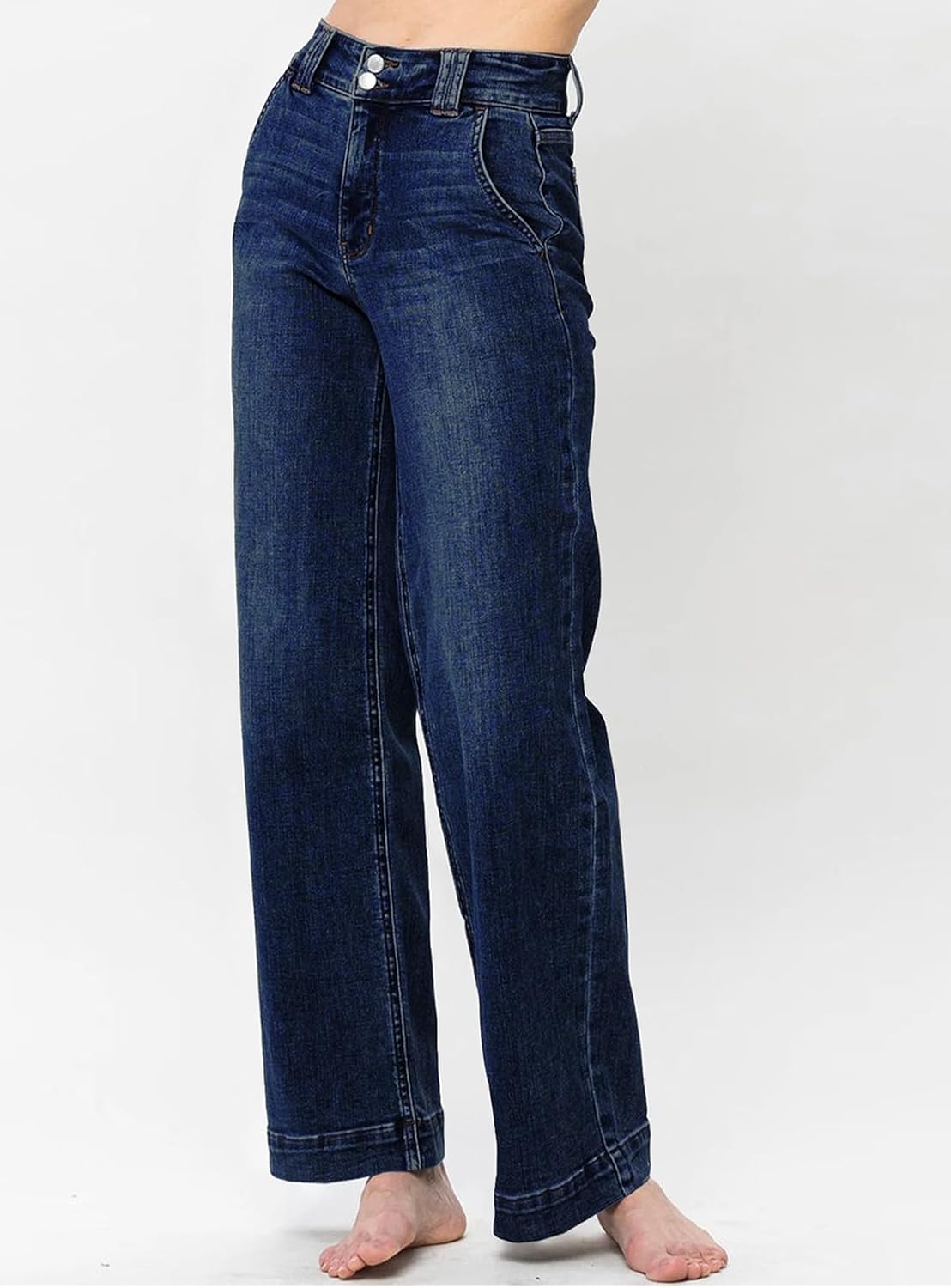 Astylish Women's High Waisted Wide Leg Straight Jeans - Image 2