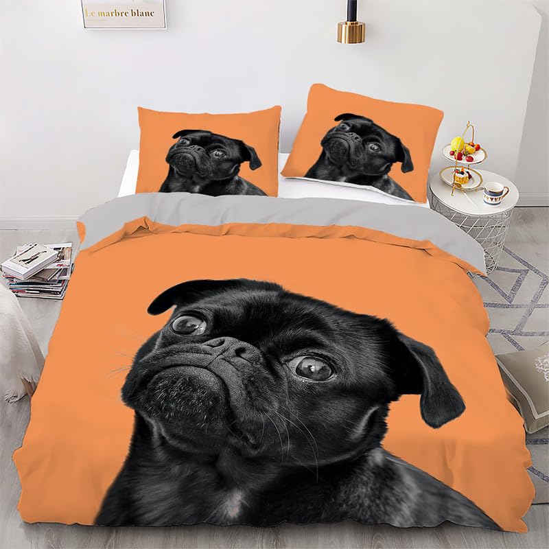 Housse de couette pit-bull 220x240 orange douce et sans pli en microfibre anti-froissement