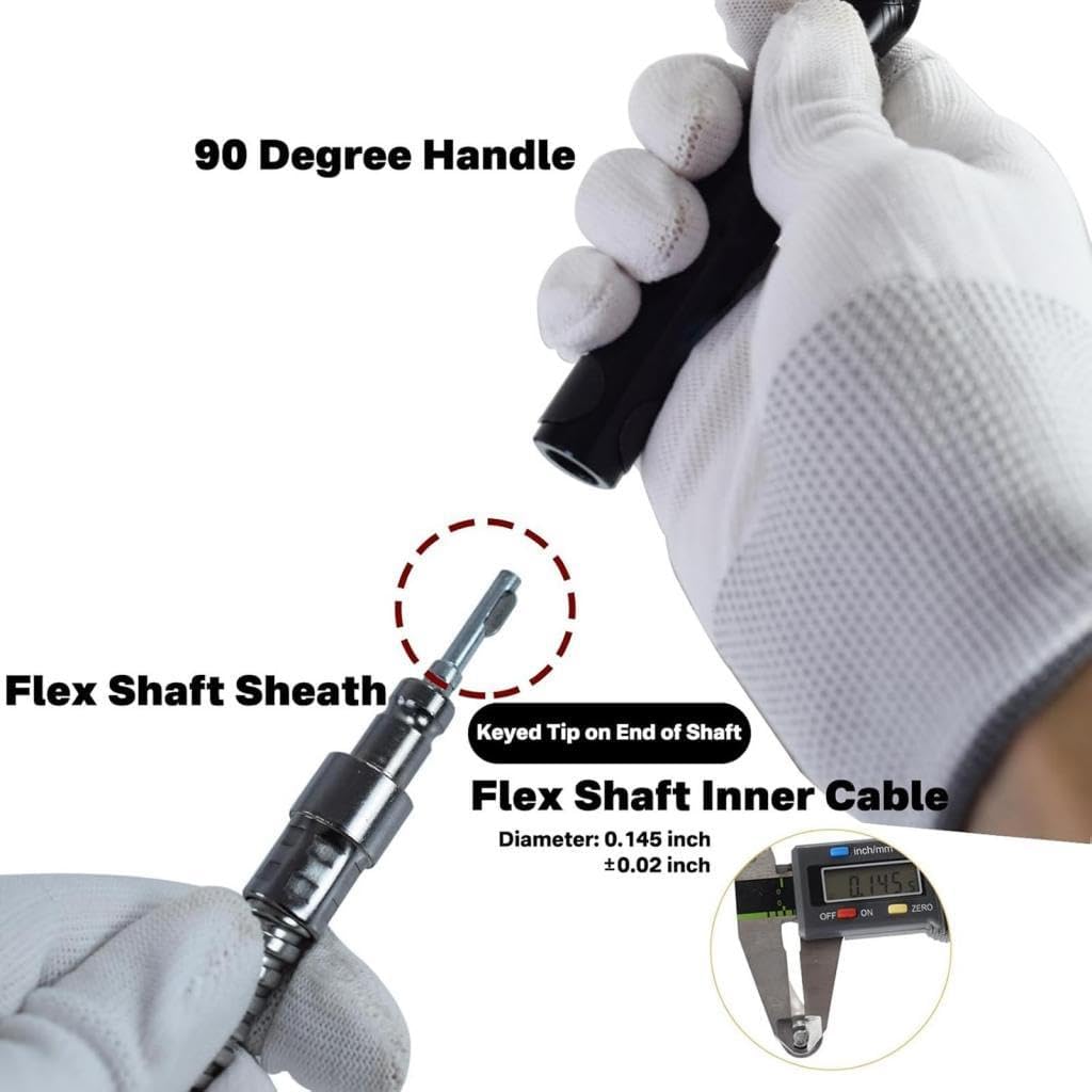 Generic 90 Degree Flex Shaft Rotary Tool Handpiece,90 Degree Elbow Chuck 3mm Attachment for Smoothing Grinding, Black