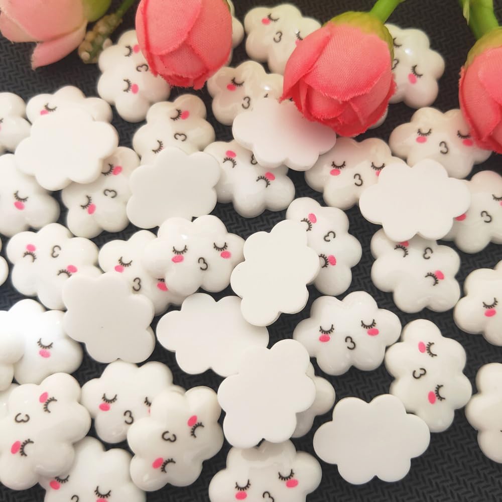 40pcs Resin Flatback Lovely Shy White Clouds Flatback Scrapbooking Embellishments DIY Scrapbooking Craft Accessory Mix Lots (Clouds) image 3