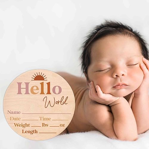 Miniatura 112 de Letrero de estadísticas de nacimiento para recién nacido, anuncio de nombre de bebé, accesorio de fotografía de Hello World Elephant Hospital