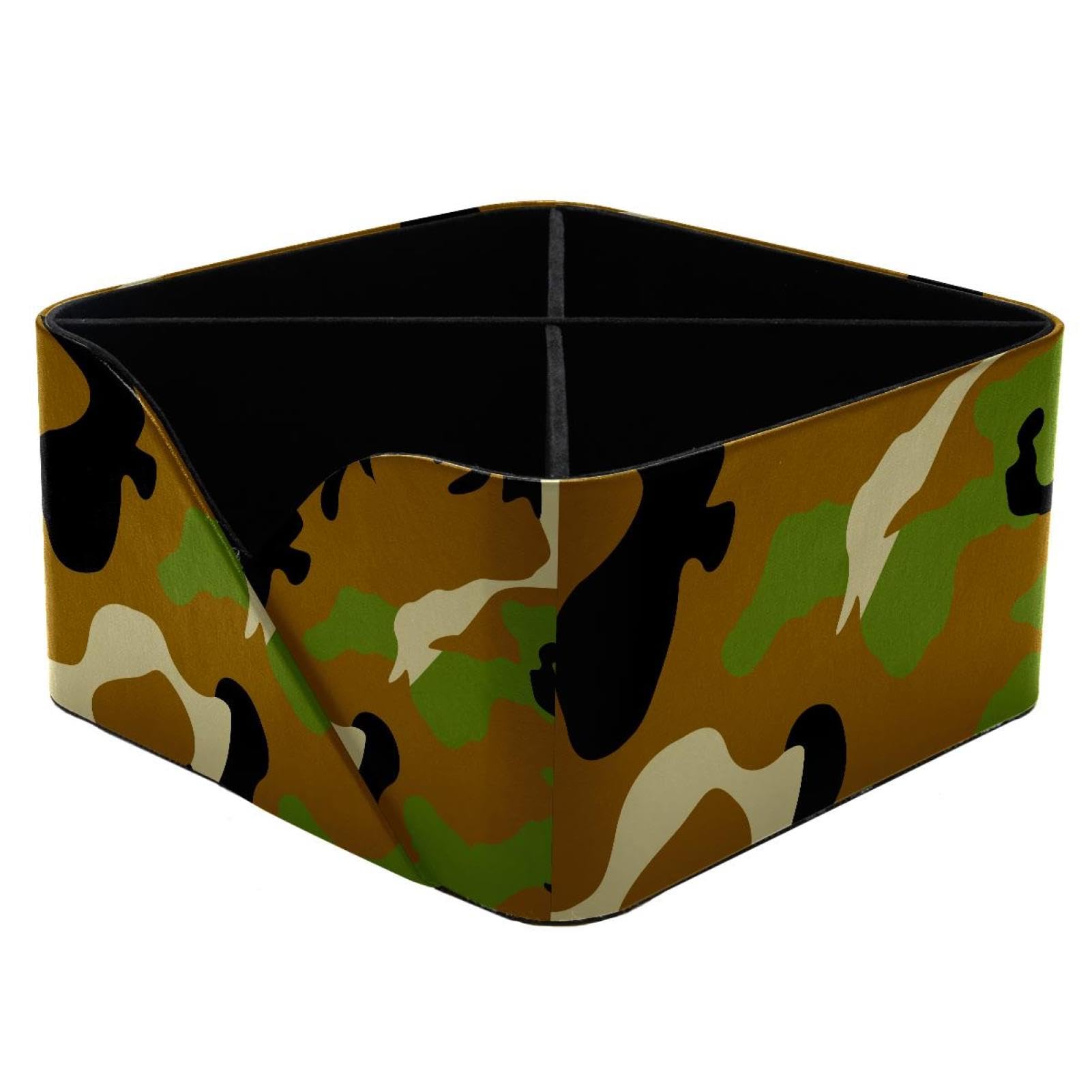 KengjuTesu Camouflage Print Desktop Organizer Pen Holder, Rectangular Pencil Cup for Office, Study and Makeup Stations