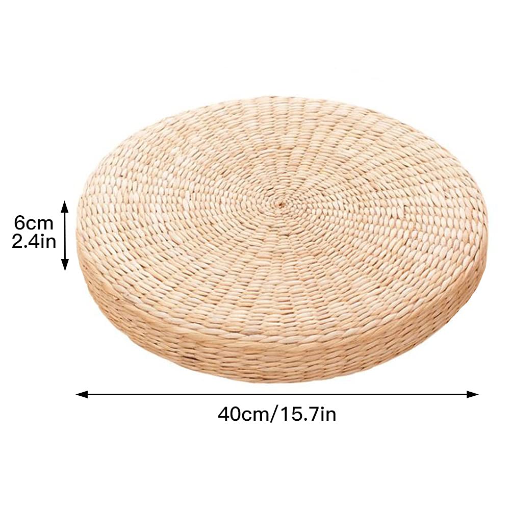 Cuscino Seduta Piatto In Paglia Di Rattan - Stile Giapponese, Rotondo 30 Cm, Traspirante Per Yoga E Home Decor - 5
